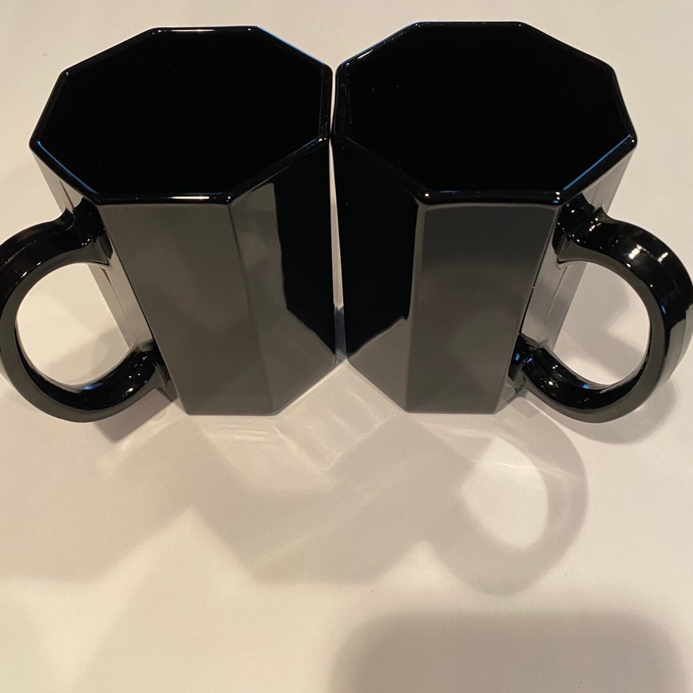 Vintage Arcoroc black glass mugs